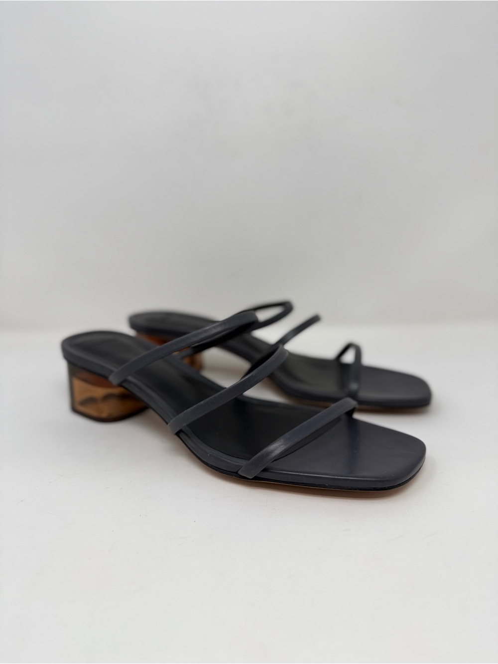 New Vince Palm Springs Leather Heeled Sandal In Iris Slate Sz 7.5 - Picture 4 of 14